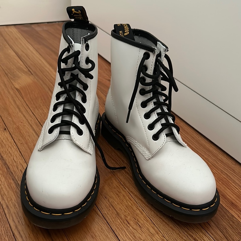 Dr. Martens White Leather Boots (NEW)